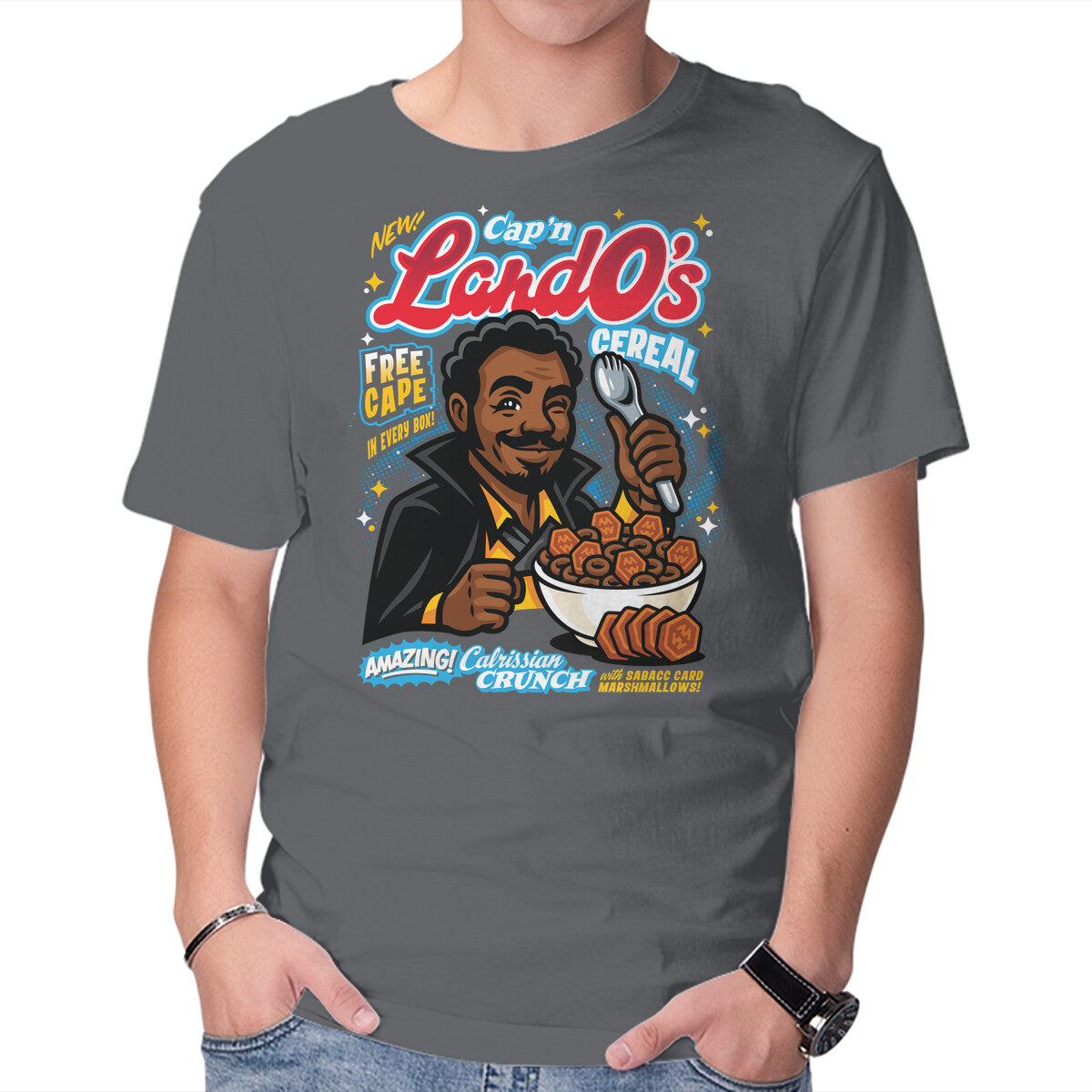 Cap'n LandO's – Sci-Fi Graphic T-Shirt in charcoal, product display