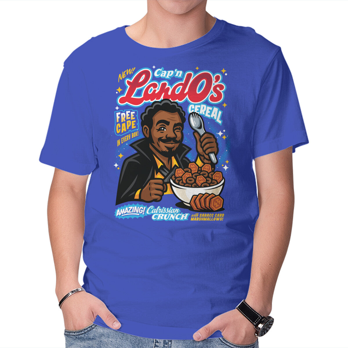 Cap'n LandO's – Sci-Fi Graphic T-Shirt in royal blue, product display