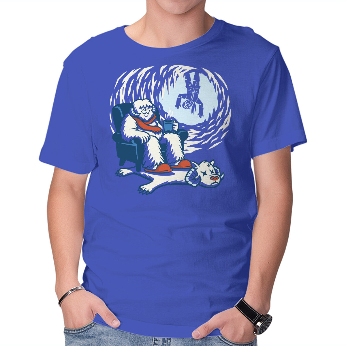 Cozy Cave – Sci-Fi Graphic T-Shirt in royal blue, product display