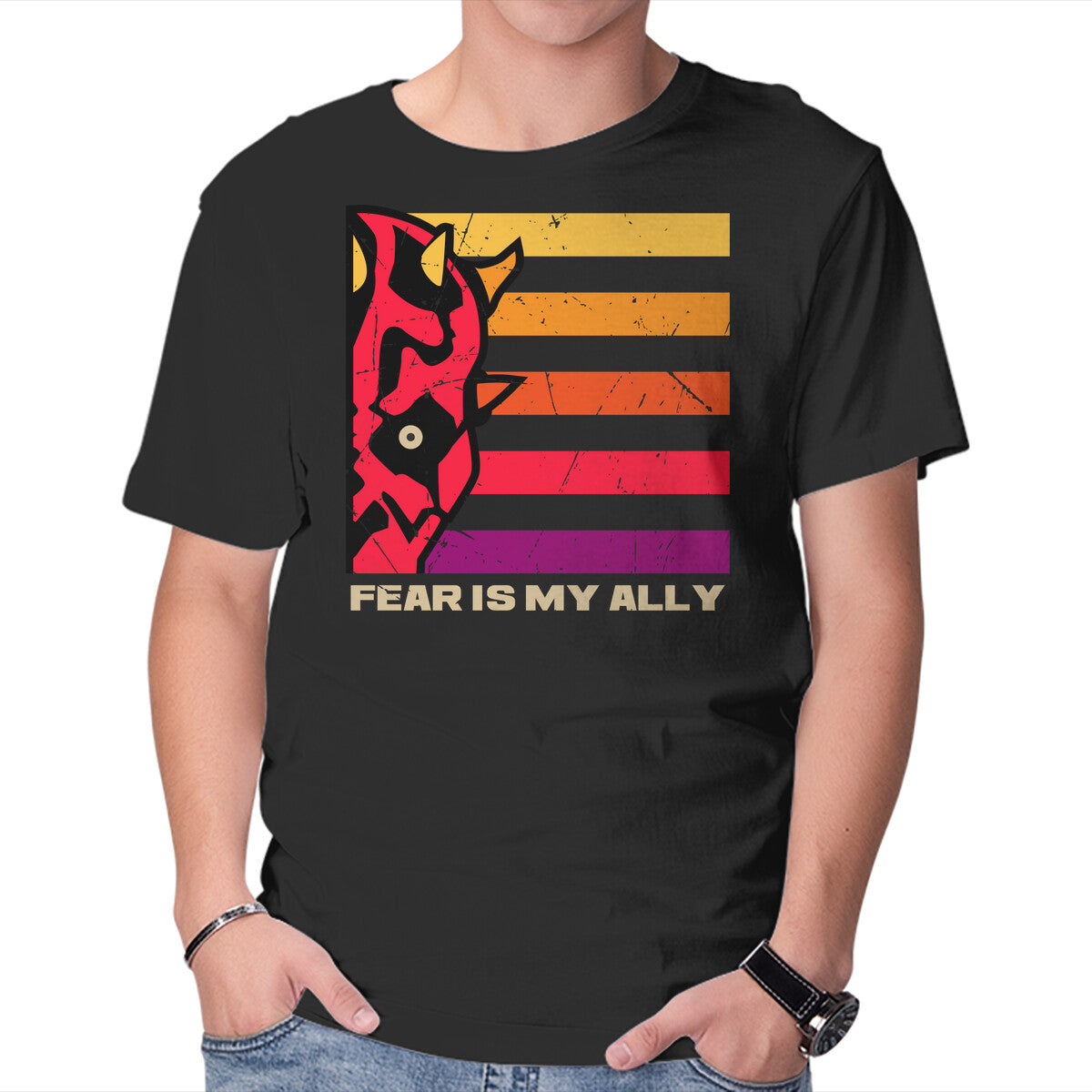 Face Of Fearless – Sci-Fi Graphic T-Shirt in black, product display