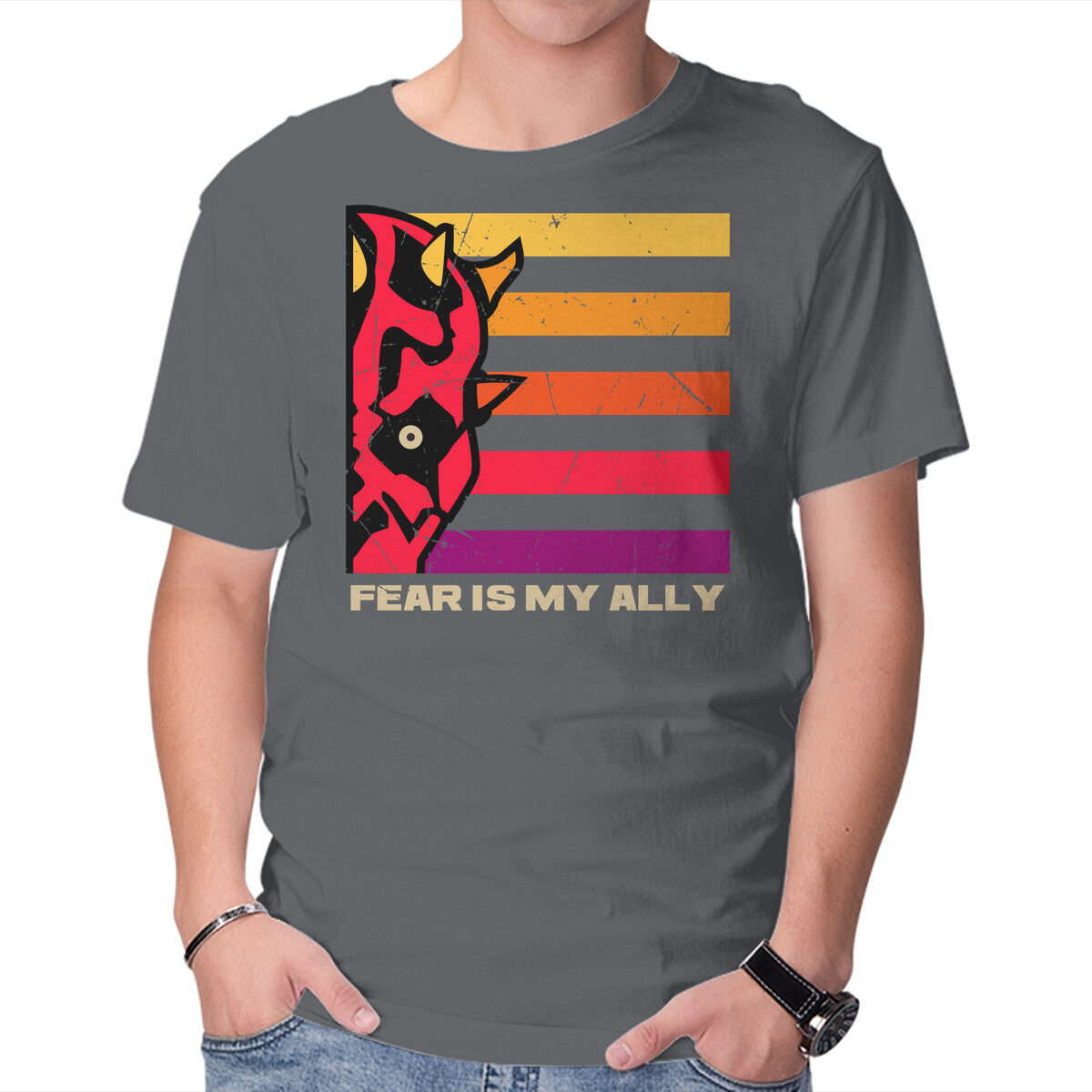 Face Of Fearless – Sci-Fi Graphic T-Shirt in charcoal, product display