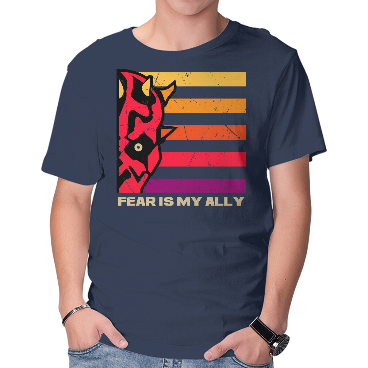 Face Of Fearless – Sci-Fi Graphic T-Shirt in navy, product display