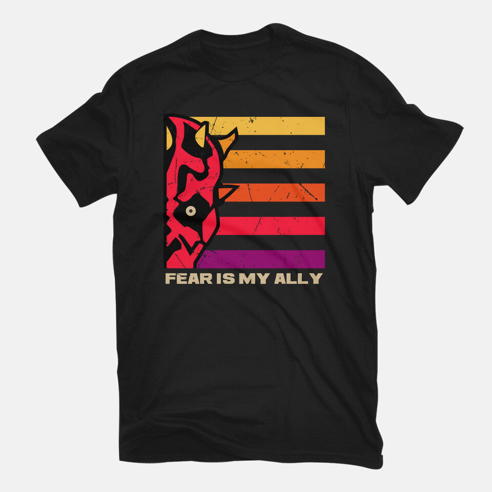 Face Of Fearless – Sci-Fi Graphic T-Shirt in black, flat-lay product view