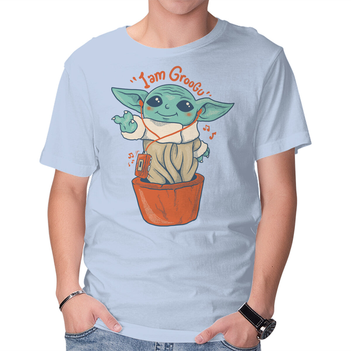 I Am Groogu – Sci-Fi Graphic T-Shirt in blue, product display