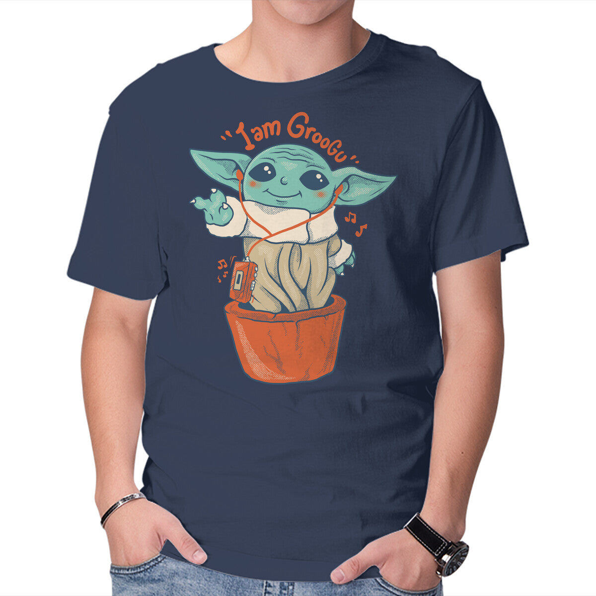 I Am Groogu – Sci-Fi Graphic T-Shirt in navy, product display
