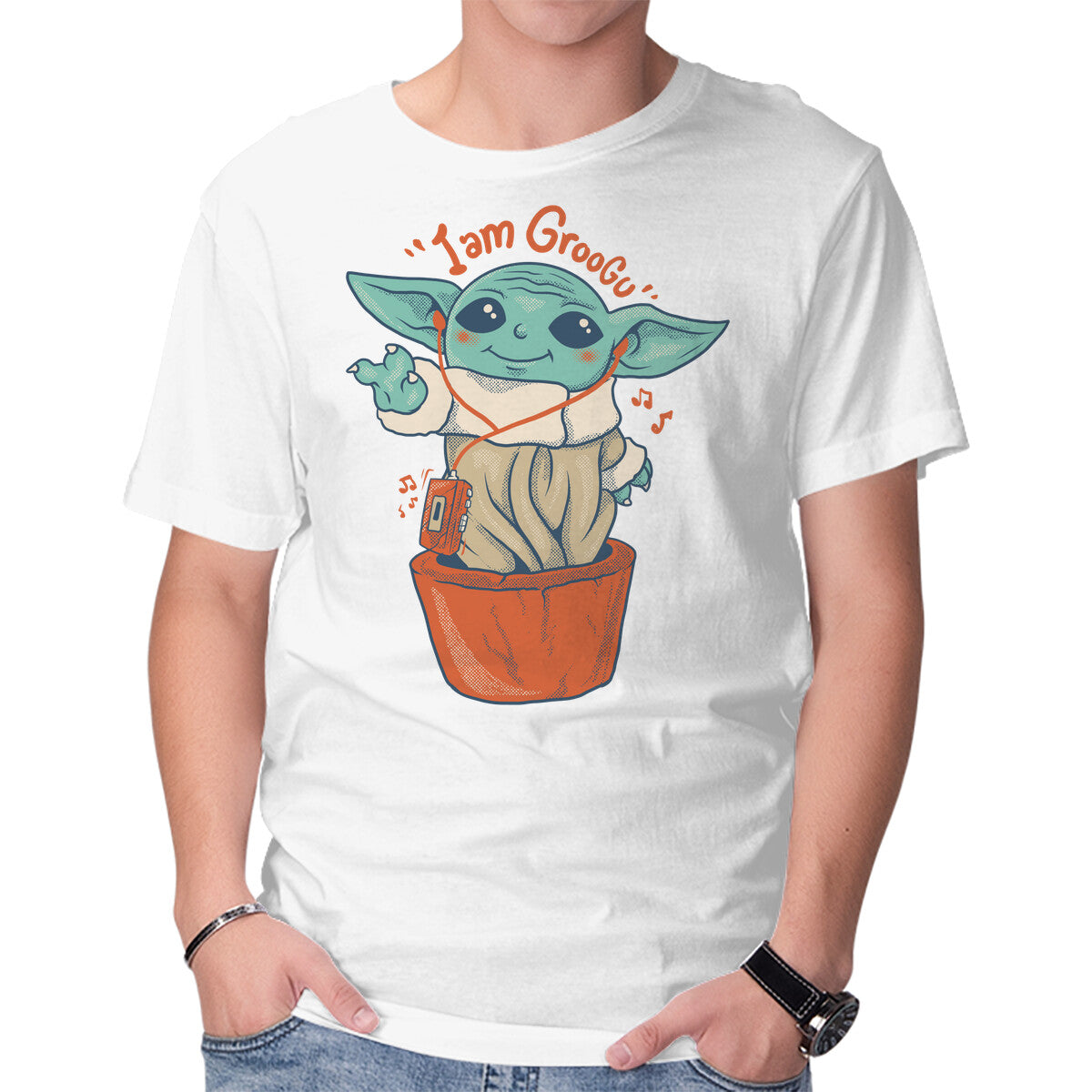 I Am Groogu – Sci-Fi Graphic T-Shirt in white, product display
