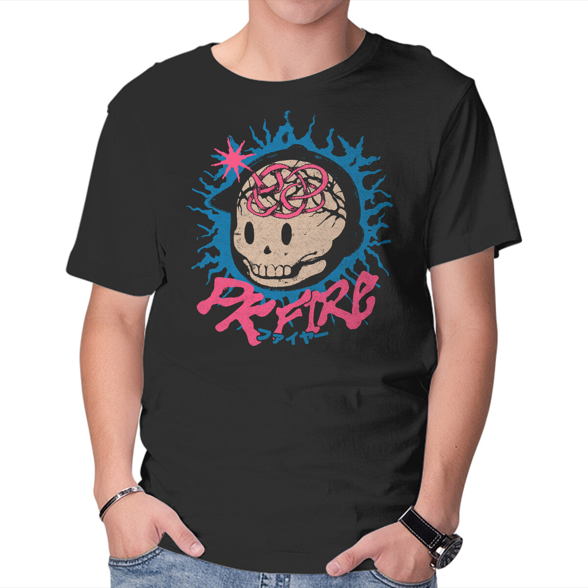 PK Fire – Anime Graphic T-Shirt in black, product display