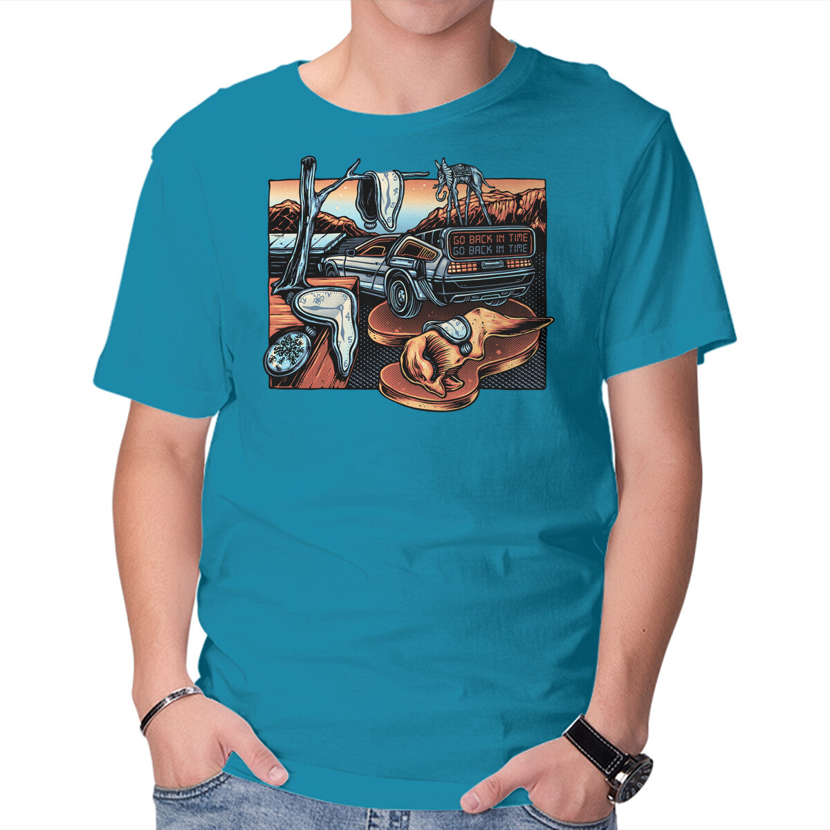 The Persistence Of Time Travel – Sci-Fi Graphic T-Shirt in turquoise, product display