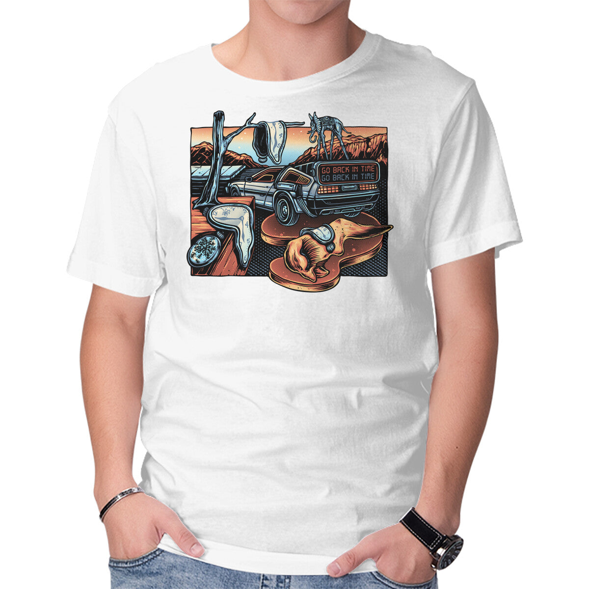 The Persistence Of Time Travel – Sci-Fi Graphic T-Shirt in white, product display