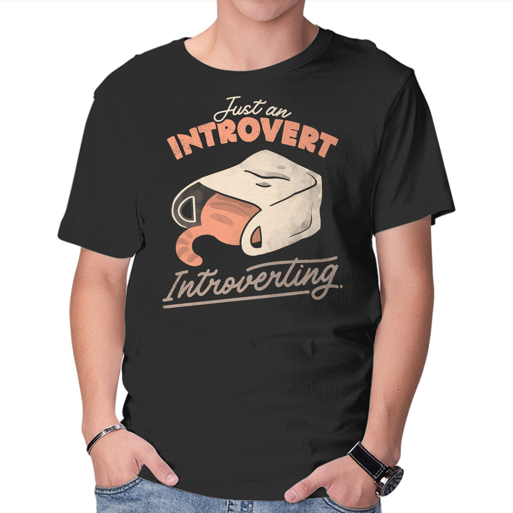 Just An Introvert Introverting – Cat Graphic T-Shirt in black, product display