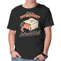Just An Introvert Introverting – Cat Graphic T-Shirt in black, product display