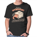 Just An Introvert Introverting – Cat Graphic T-Shirt in black, product display