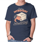 Just An Introvert Introverting – Cat Graphic T-Shirt in navy, product display