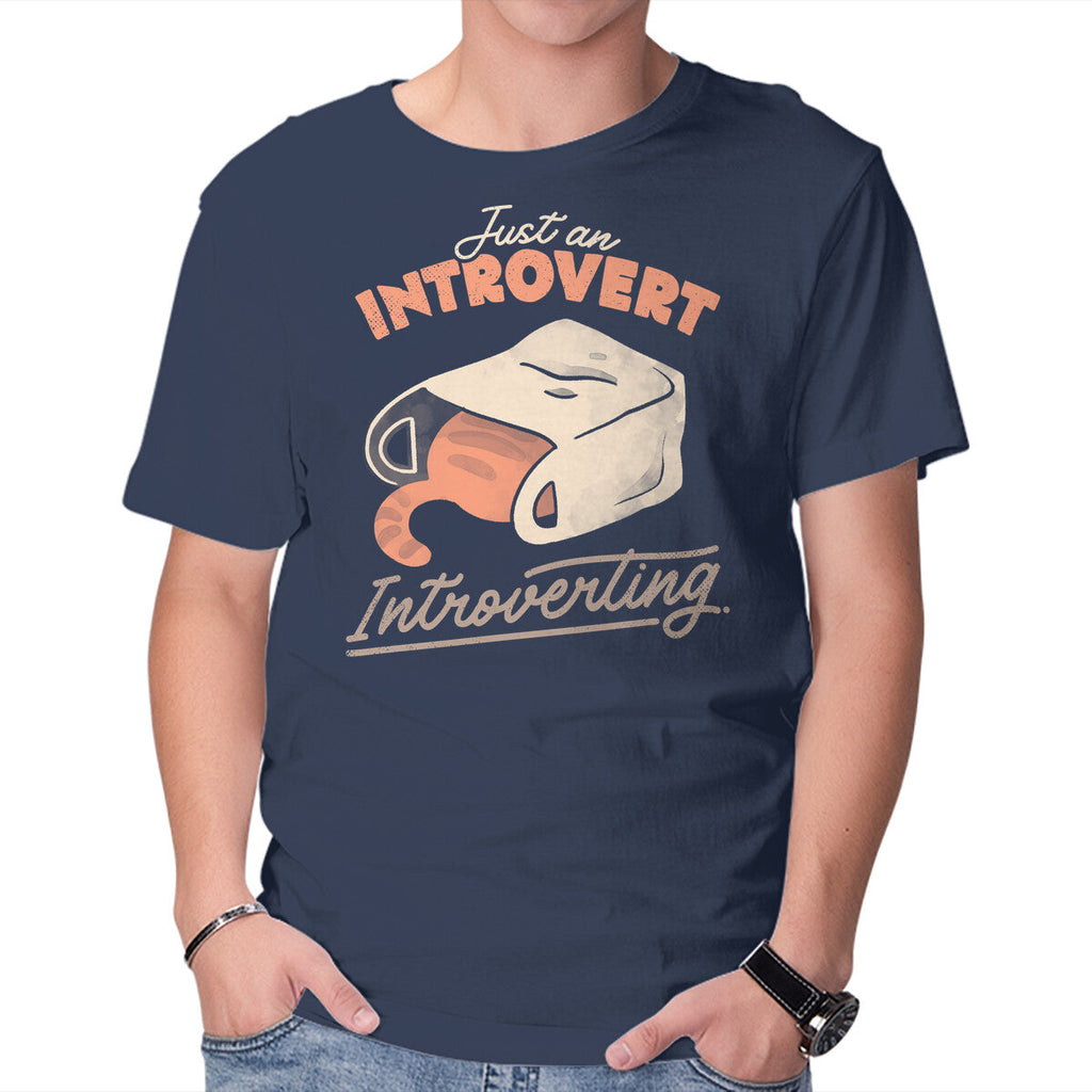 Just An Introvert Introverting – Cat Graphic T-Shirt in navy, product display