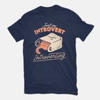 Just An Introvert Introverting – Cat Graphic T-Shirt in navy, flat-lay product view
