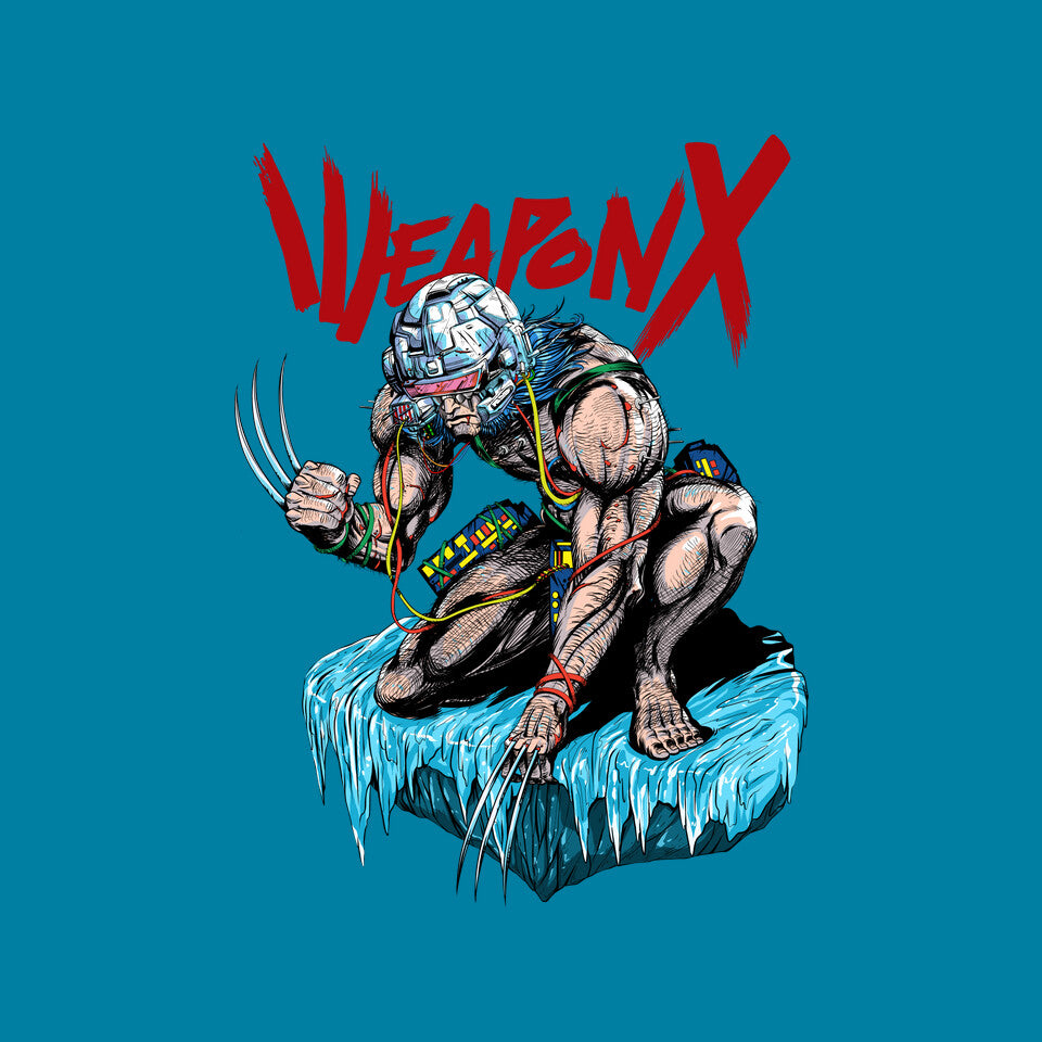 Berserker Weapon X – Anime Graphic T-Shirt design artwork for turquoise graphic T-shirt