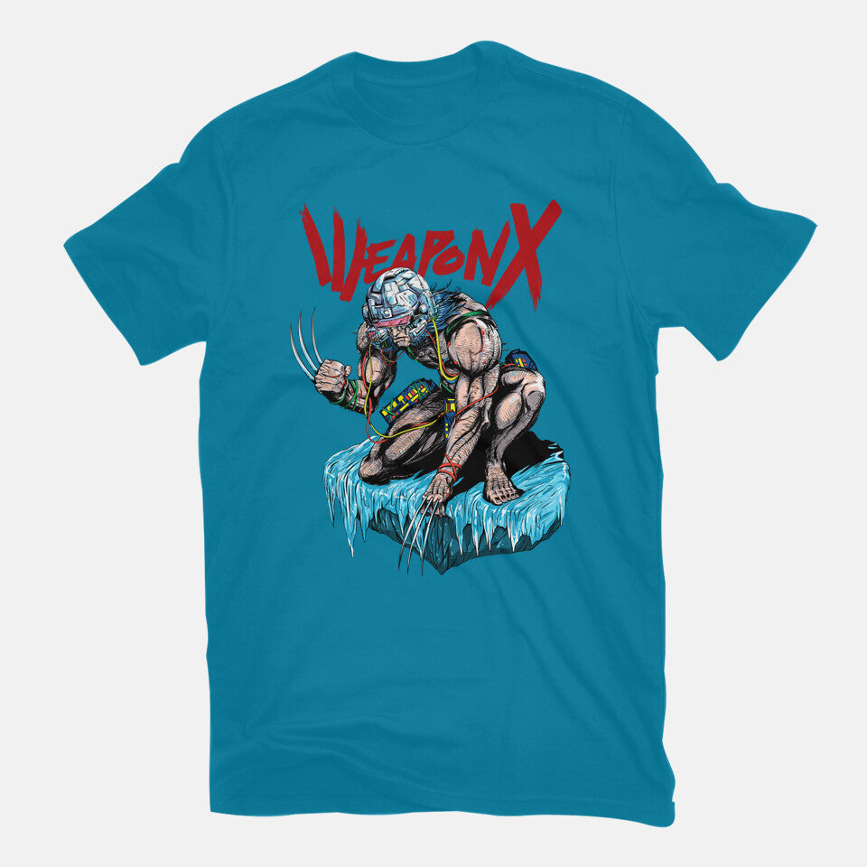 Berserker Weapon X – Anime Graphic T-Shirt in turquoise, flat-lay product view