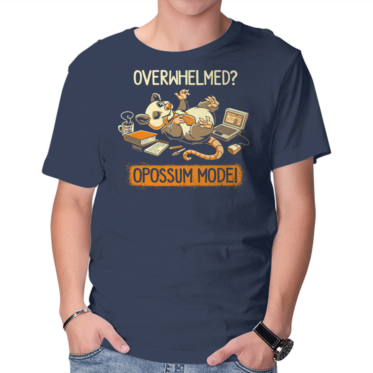 Opossum Mode – Animal Graphic T-Shirt in navy, product display
