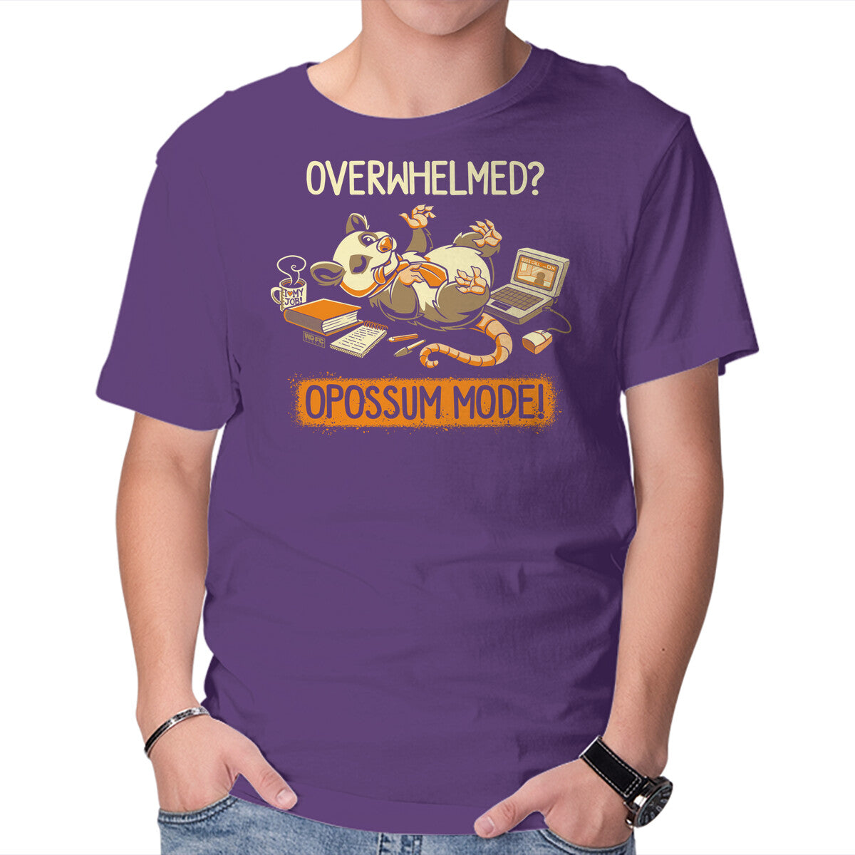 Opossum Mode – Animal Graphic T-Shirt in purple, product display