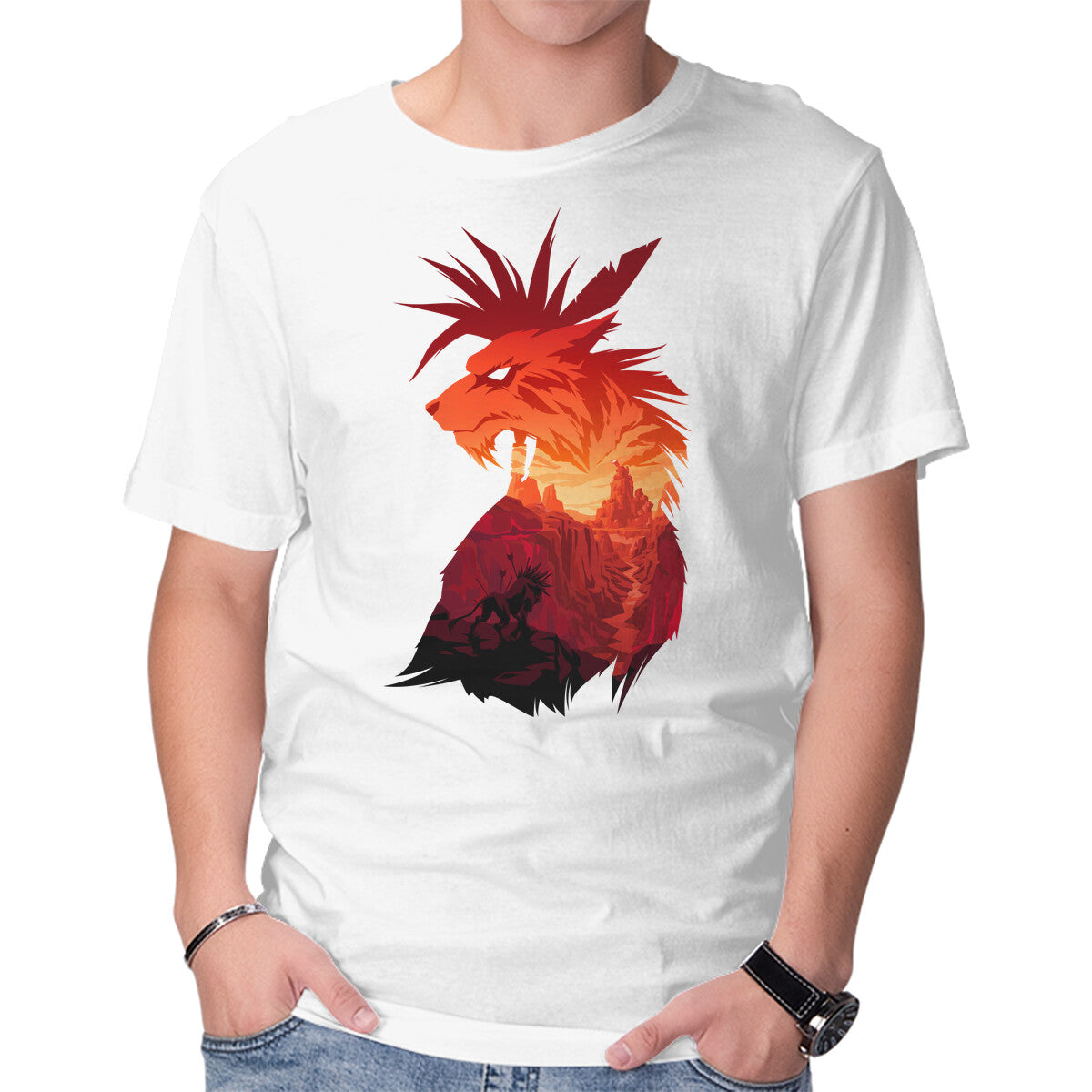 The Canyon's Guardian – Gaming Graphic T-Shirt in white, product display