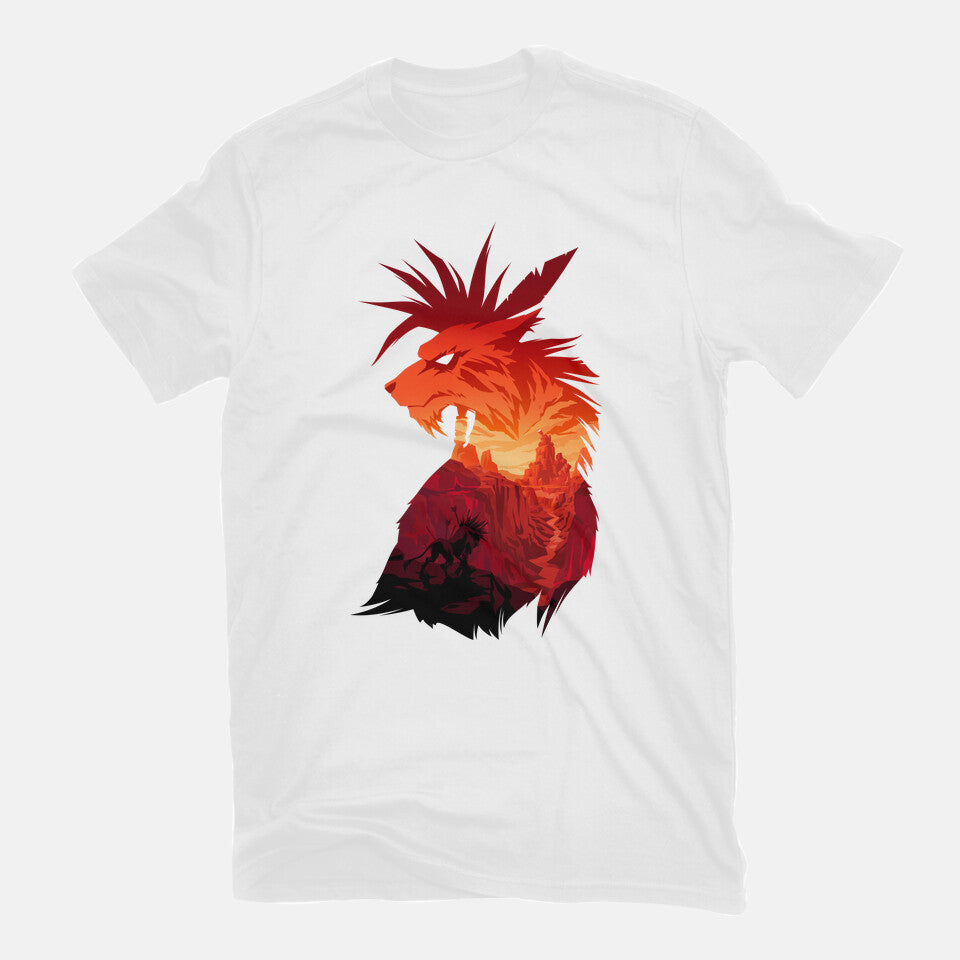 The Canyon's Guardian – Gaming Graphic T-Shirt in white, flat-lay product view