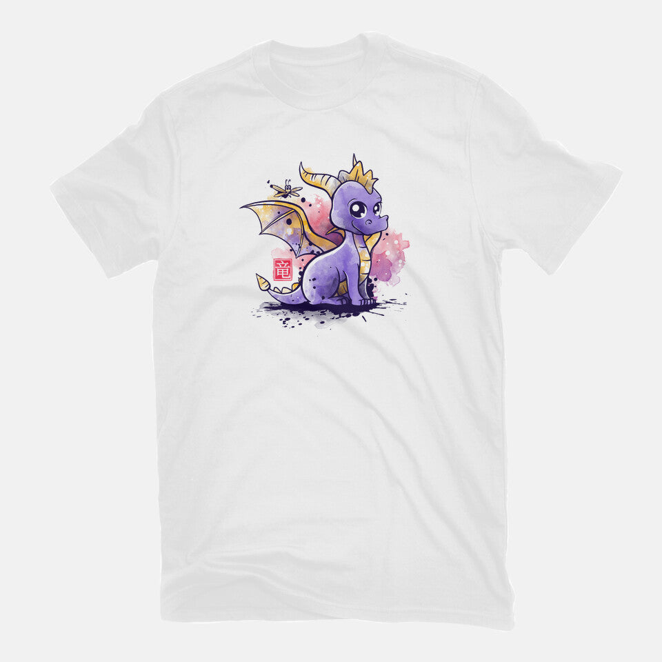 The Dragon and the Dragonfly – Gaming Graphic T-Shirt in white, flat-lay product view