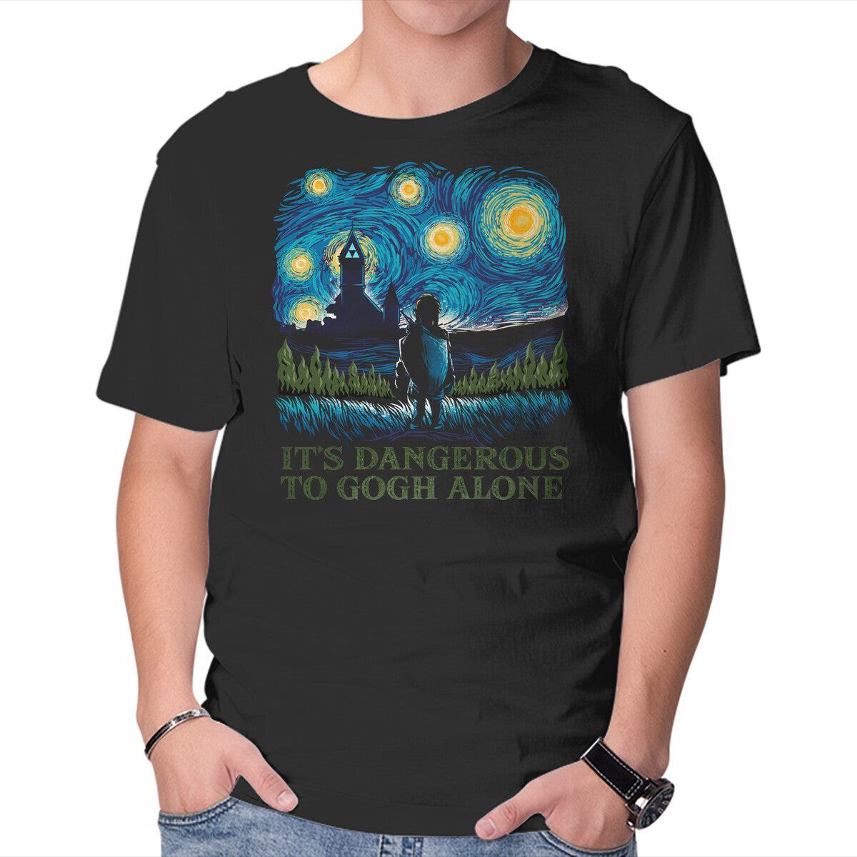It's Dangerous To Gogh Alone – Anime Graphic T-Shirt in black, product display