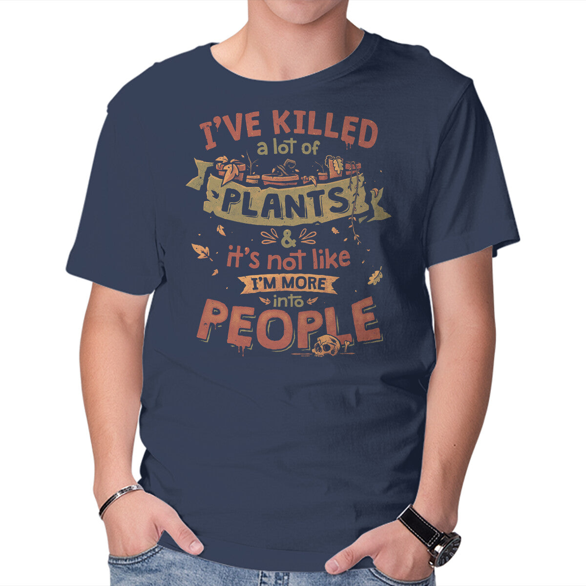 Plant Killer – Horror Graphic T-Shirt in navy, product display