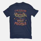 Plant Killer – Horror Graphic T-Shirt in navy, flat-lay product view