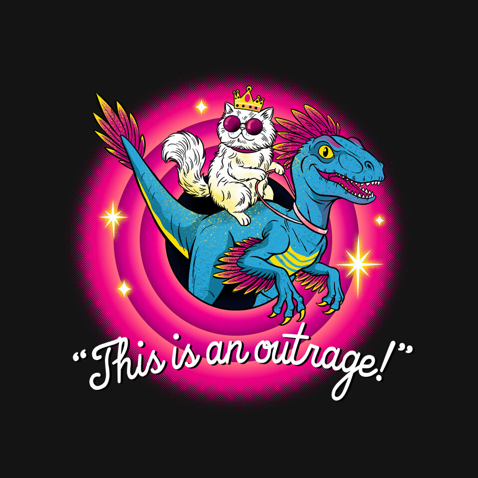 This Is An Outrage Folks – Gaming Graphic T-Shirt design artwork for black graphic T-shirt