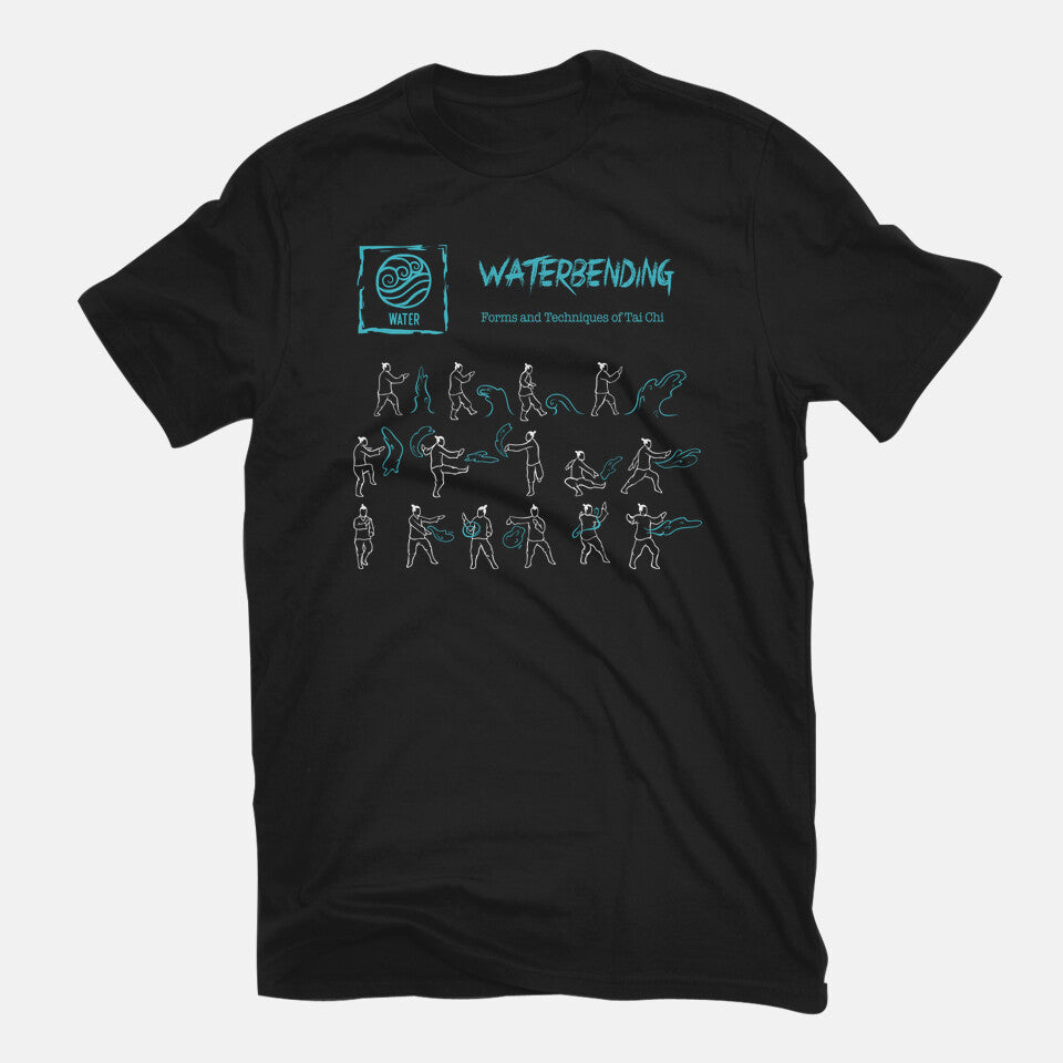 Waterbending in black, flat lay view