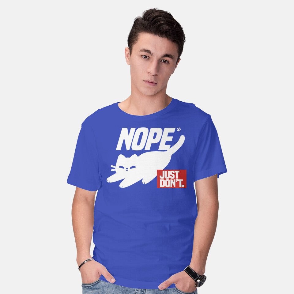 Model wearing royal blue Nope Just Don't