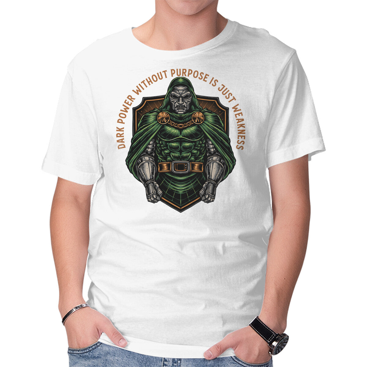 Power And Purpose – Fantasy Graphic T-Shirt in white, product display
