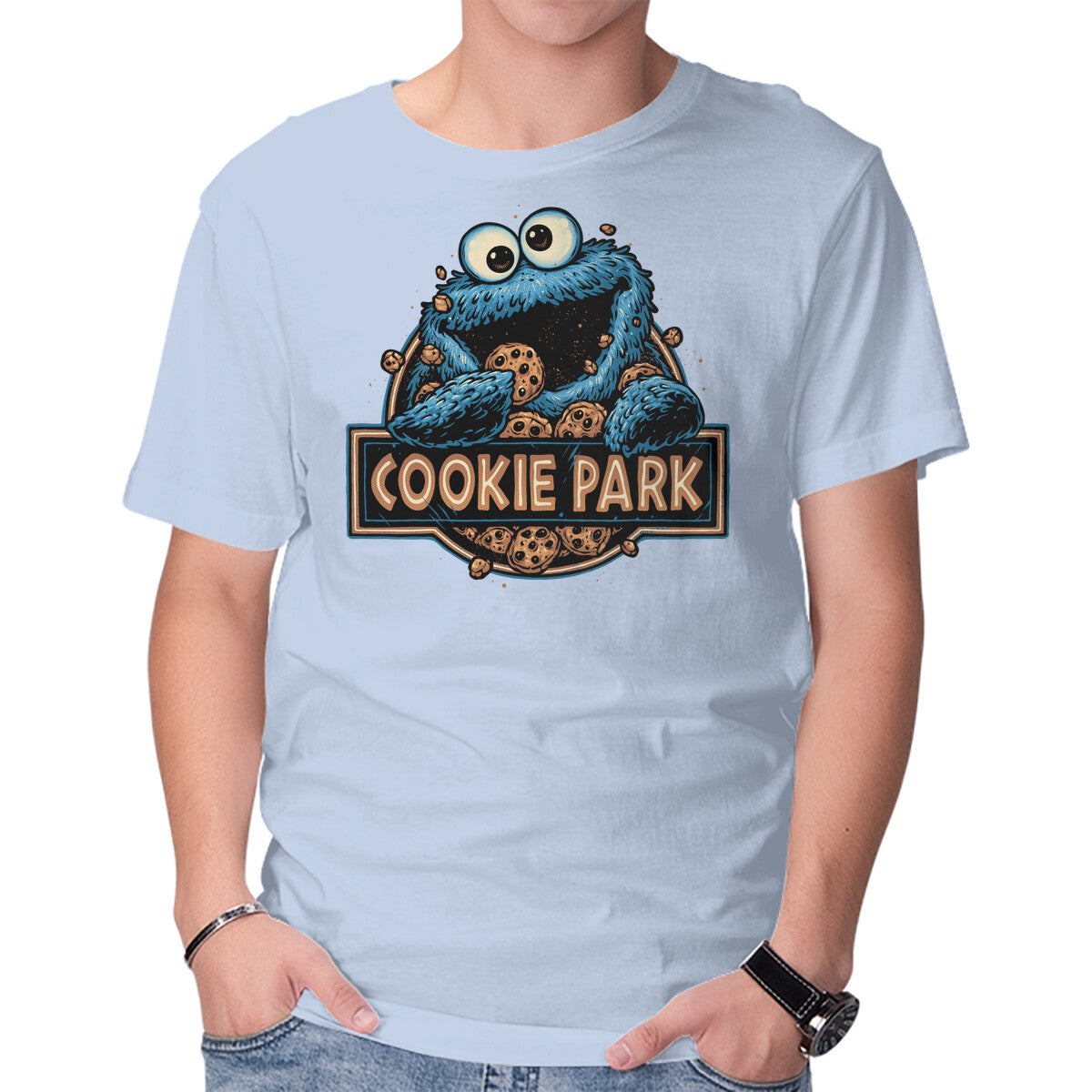 Welcome To Cookie Park – Horror Graphic T-Shirt in blue, product display
