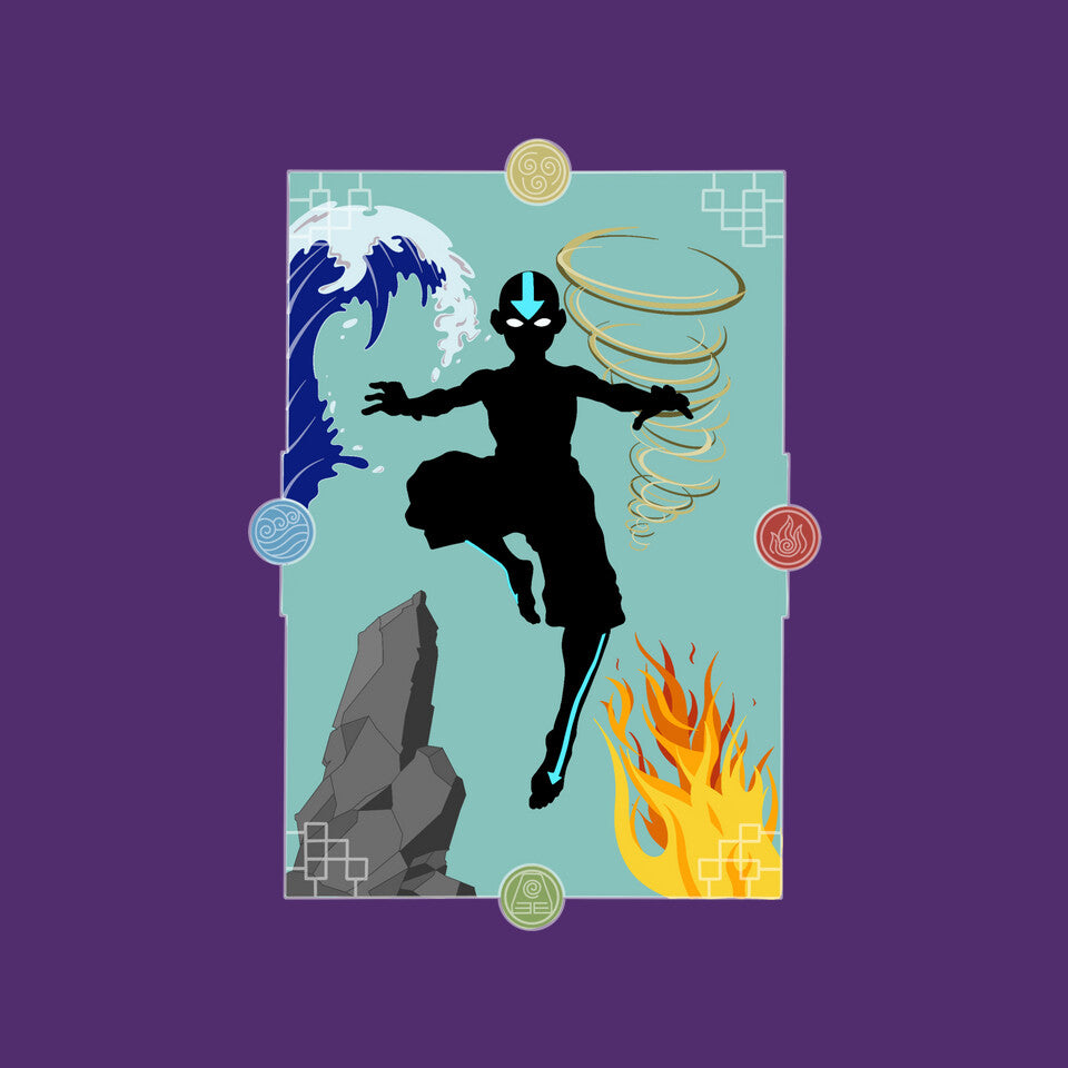 Four Elements – Anime Graphic T-Shirt design artwork for purple graphic T-shirt