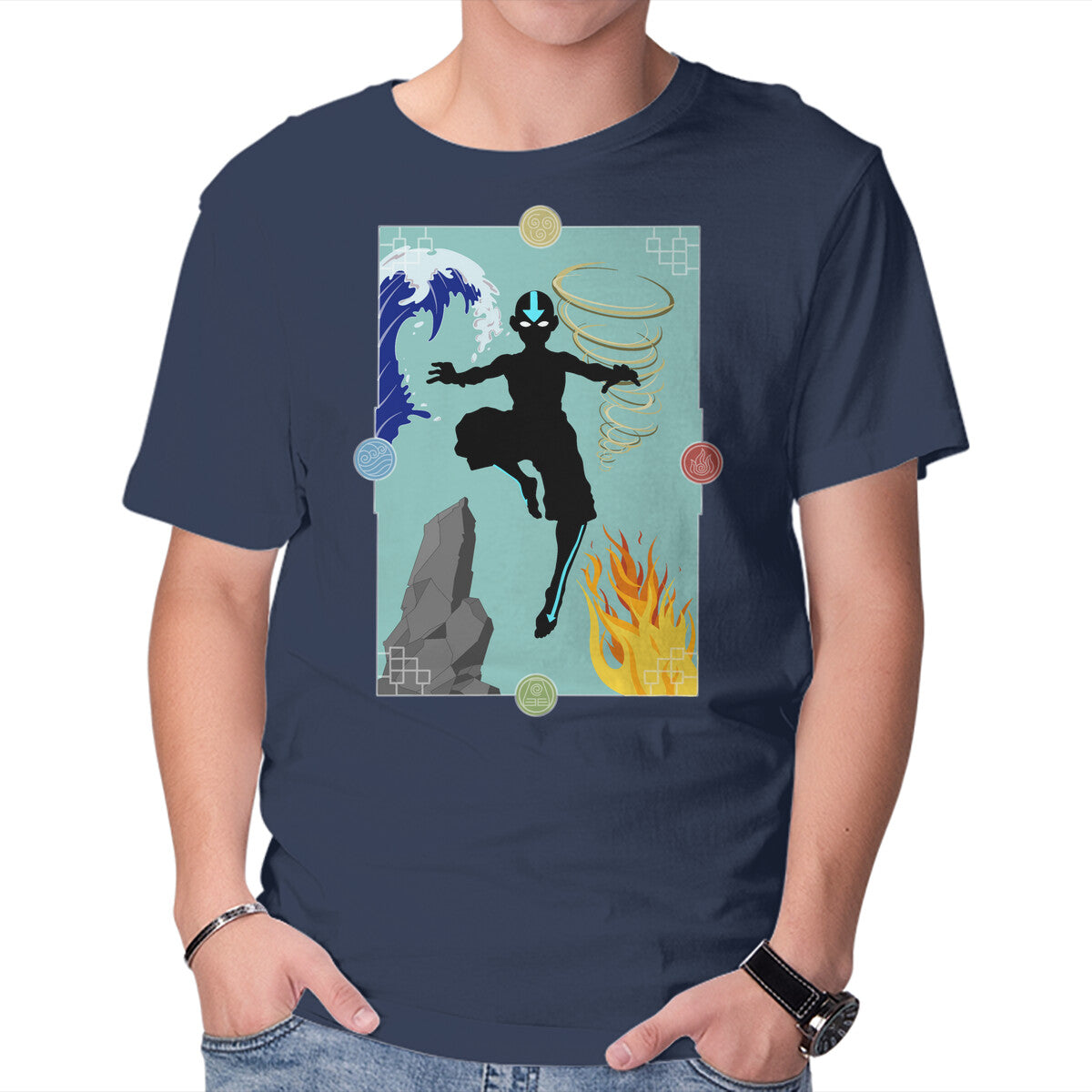 Four Elements – Anime Graphic T-Shirt in navy, product display
