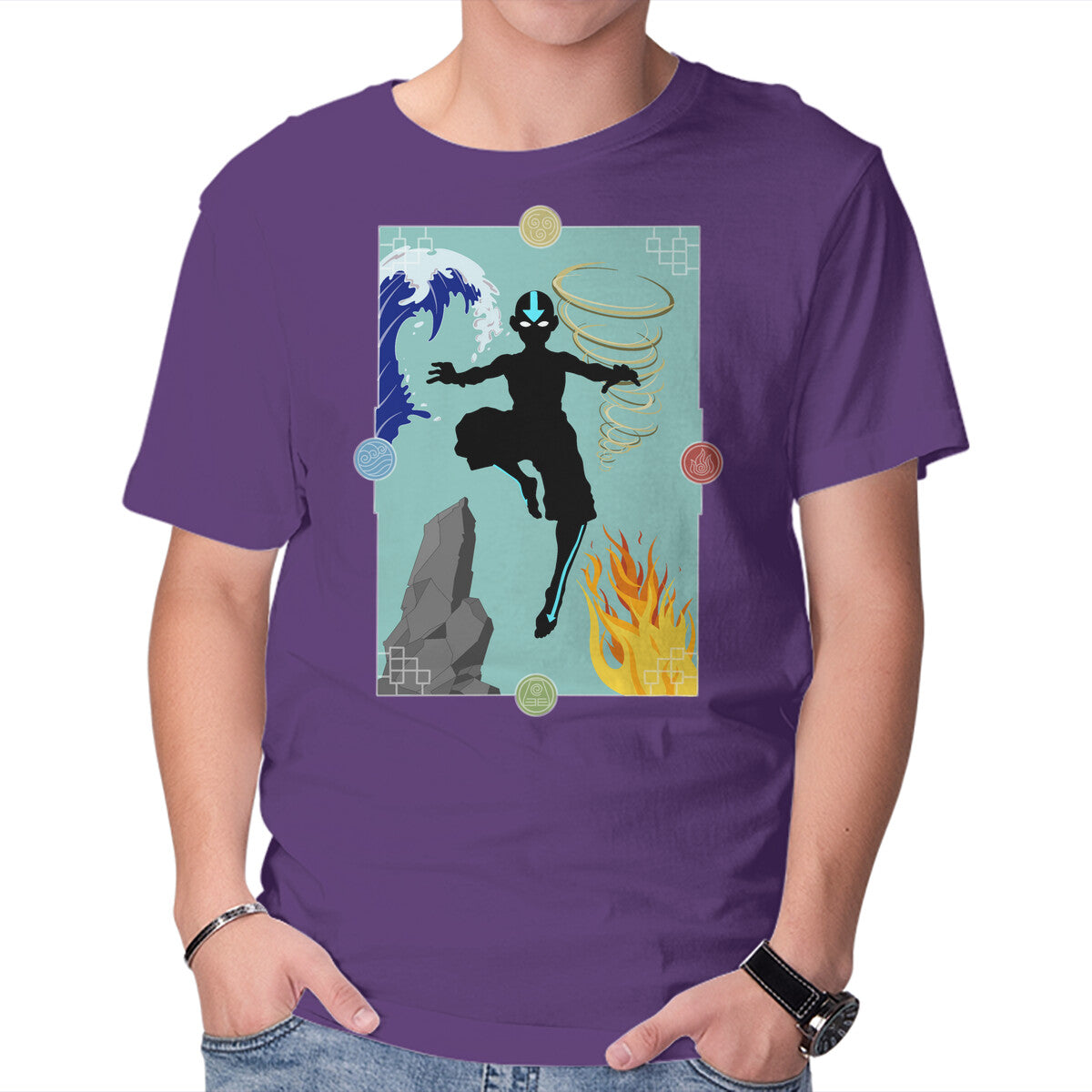 Four Elements – Anime Graphic T-Shirt in purple, product display