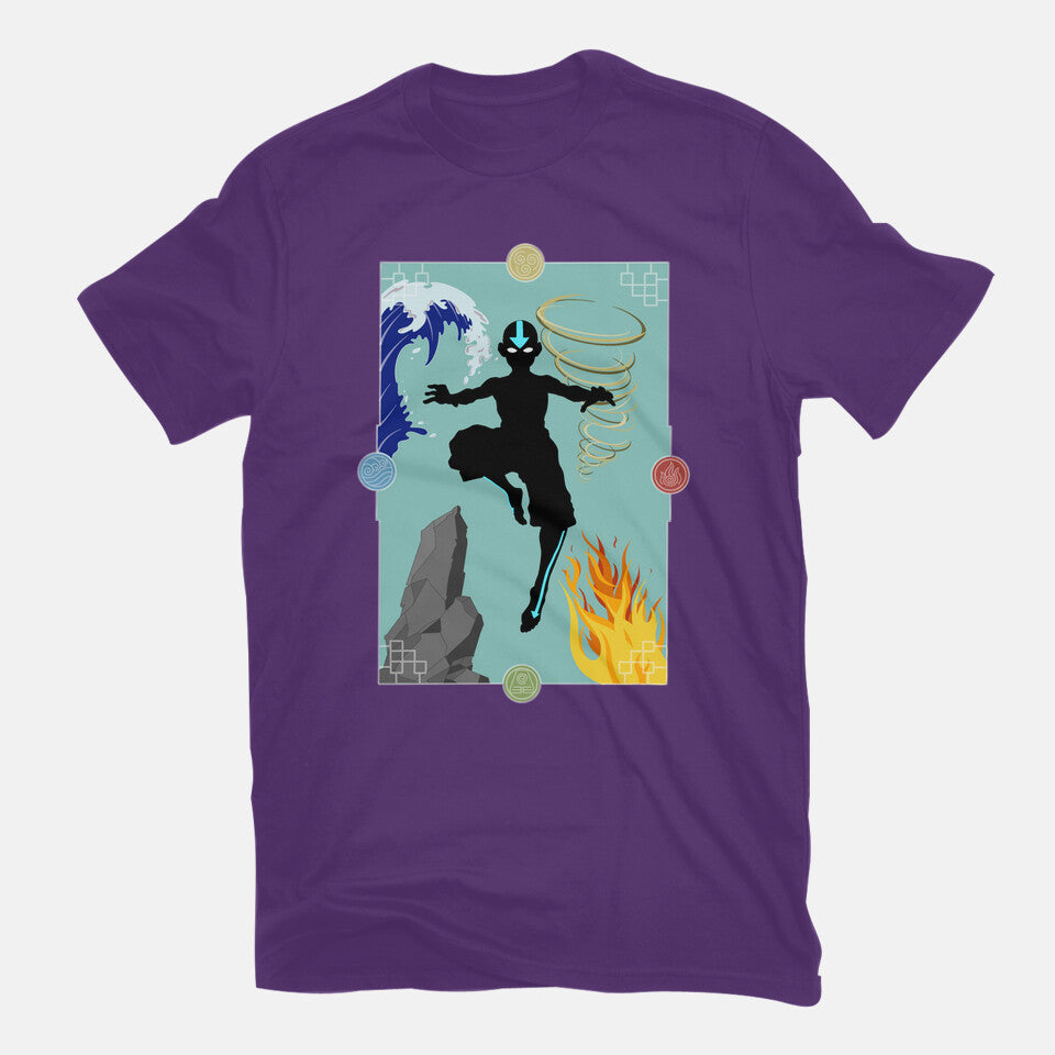 Four Elements – Anime Graphic T-Shirt in purple, flat-lay product view