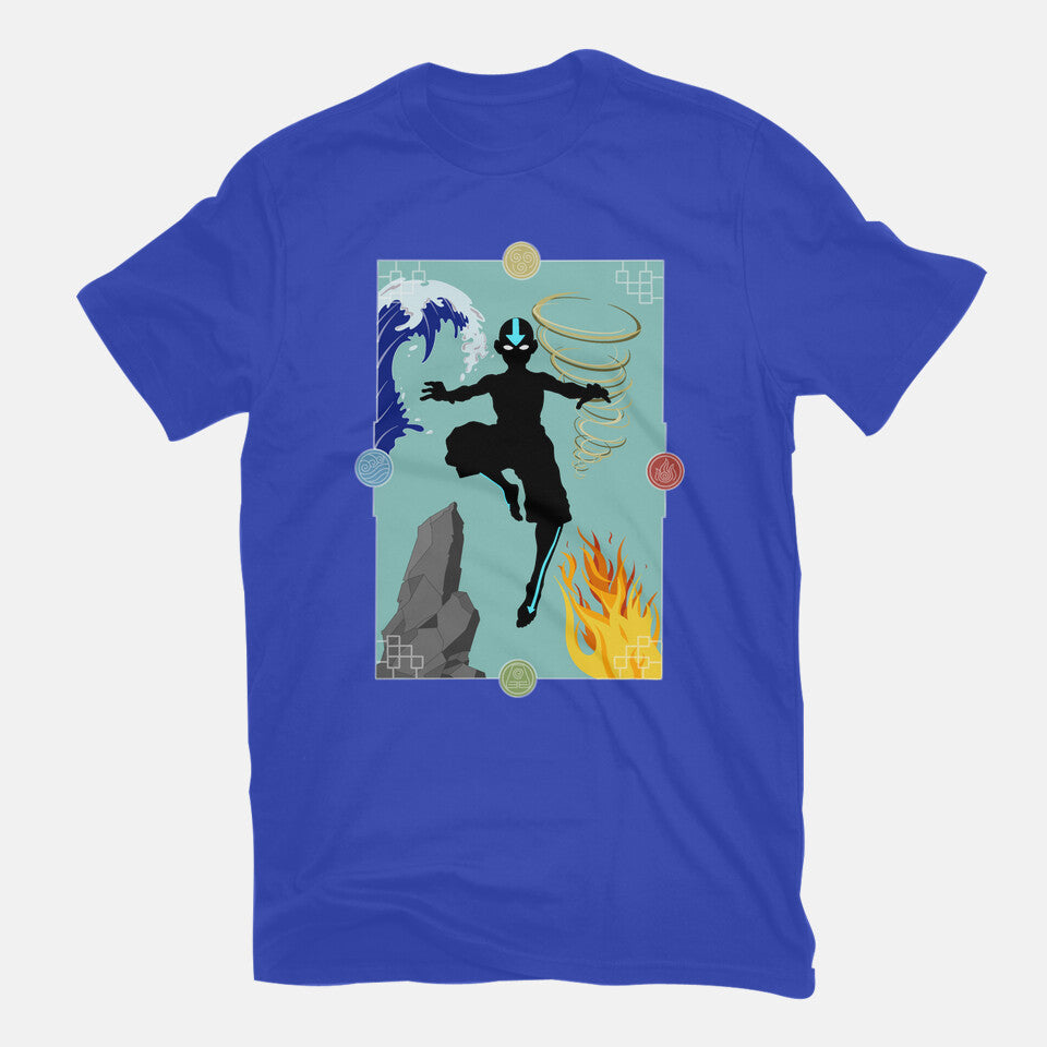 Four Elements – Anime Graphic T-Shirt in royal blue, flat-lay product view