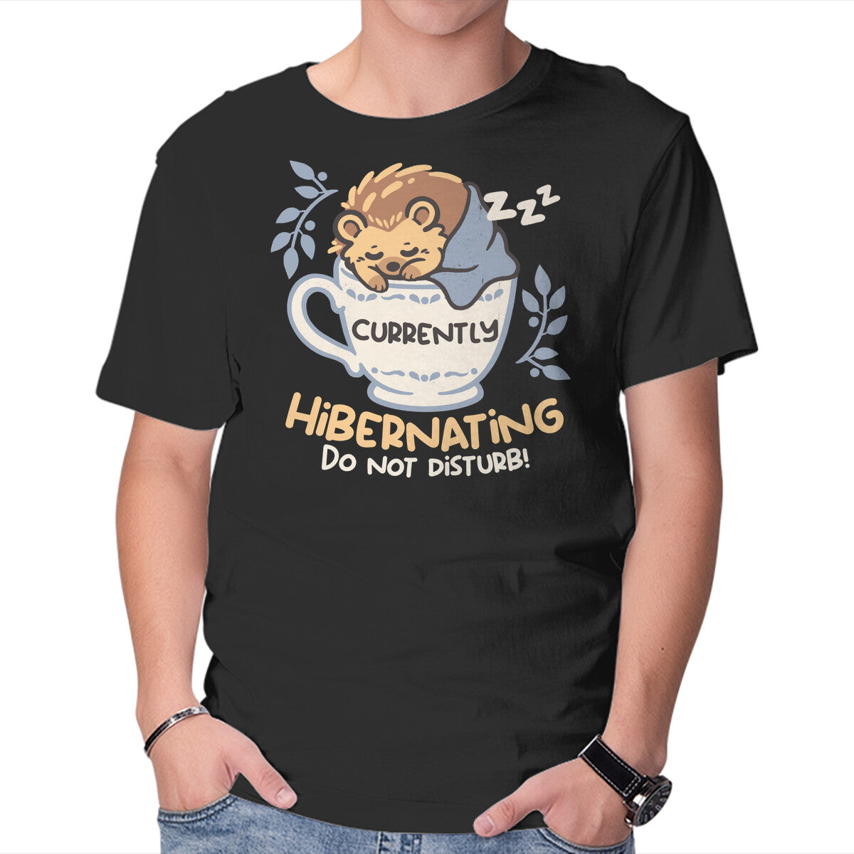 Currently Hibernating Hedgehog in black, product view