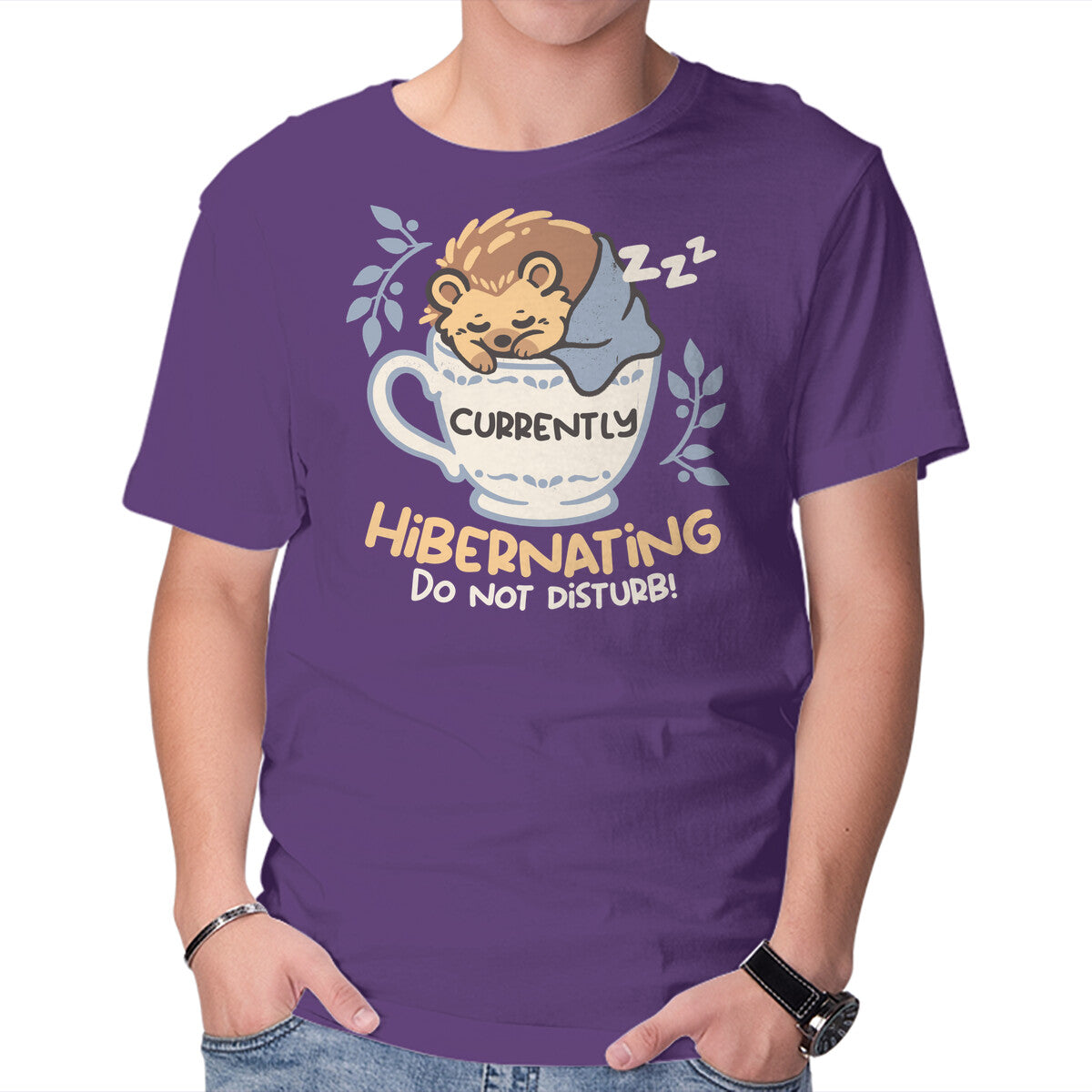 Currently Hibernating Hedgehog in purple, product view