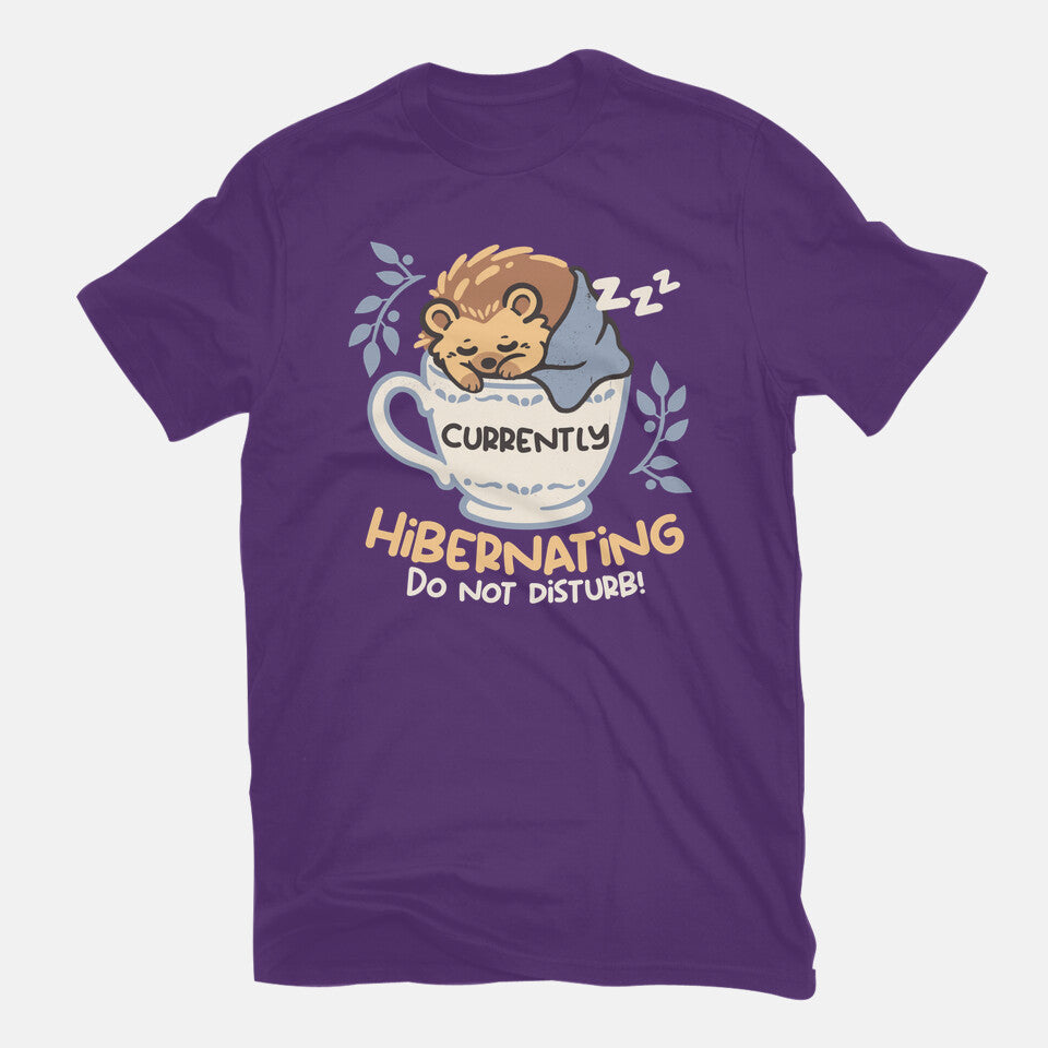 Currently Hibernating Hedgehog in purple, flat lay view