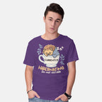 Model wearing purple Currently Hibernating Hedgehog