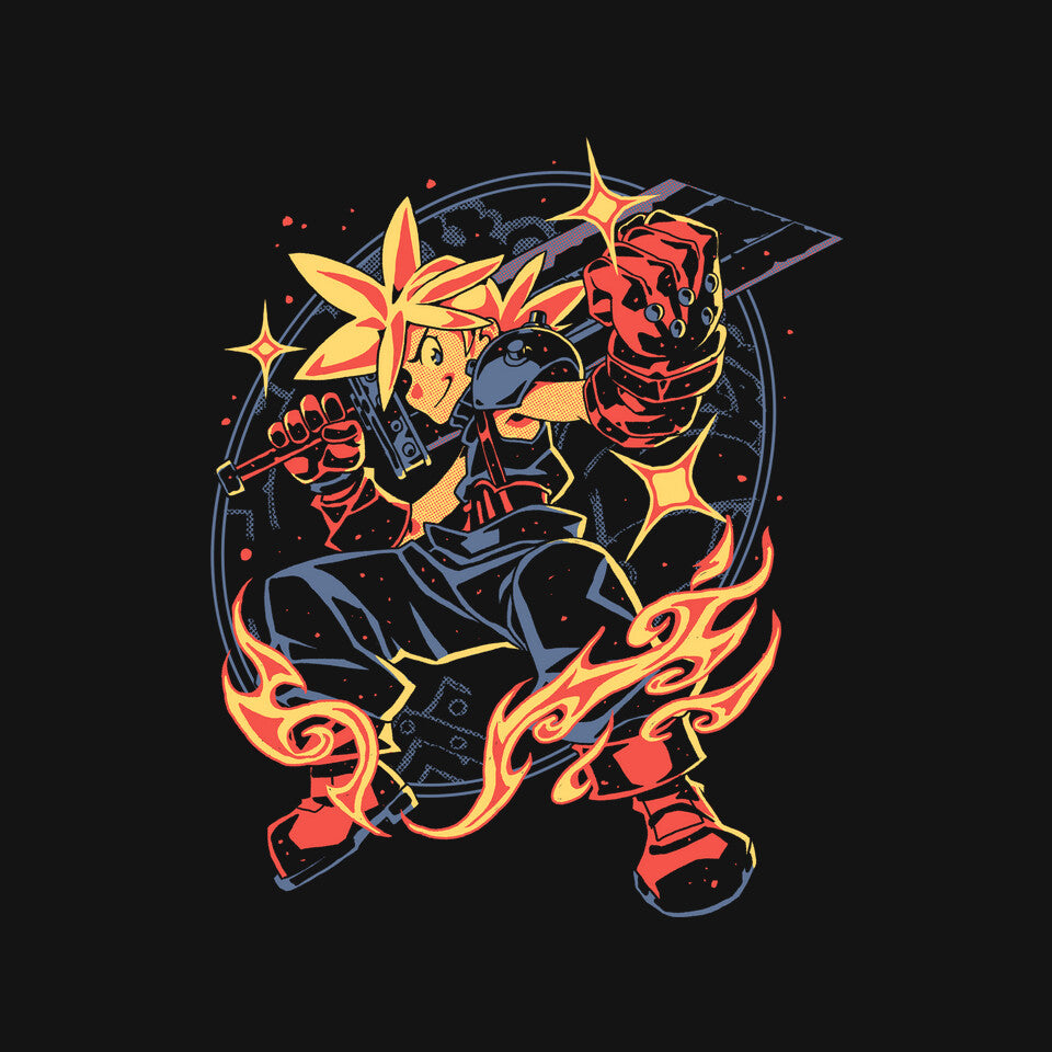 Here We Go II graphic print detail on black T-shirt
