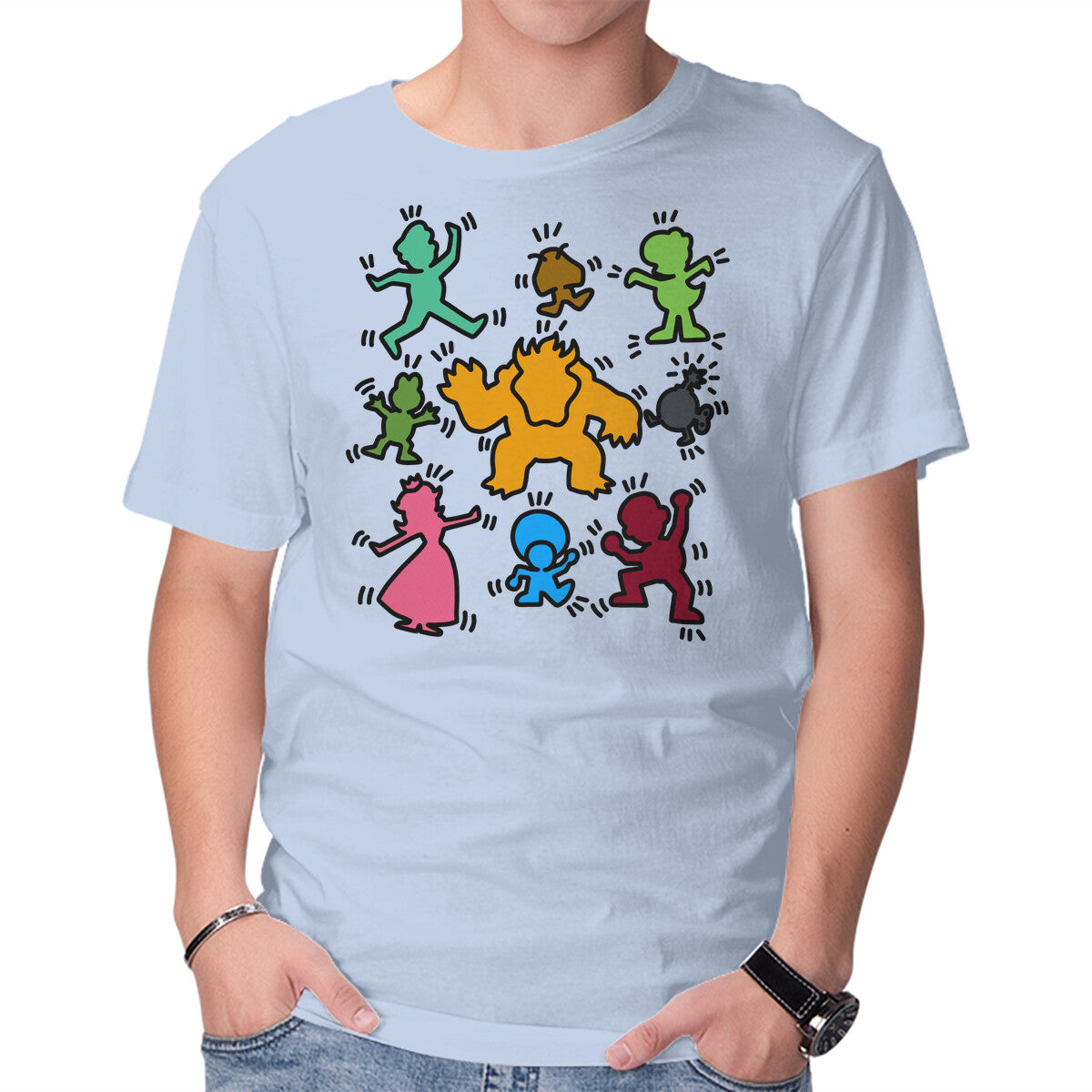 Classic Game Doodle – Gaming Graphic T-Shirt in blue, product display