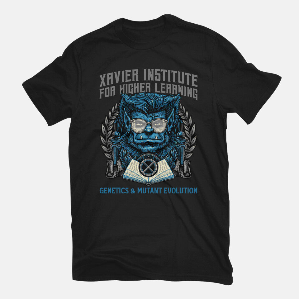 Genetics And Mutant Evolution – Sci-Fi Graphic T-Shirt in black, flat-lay product view