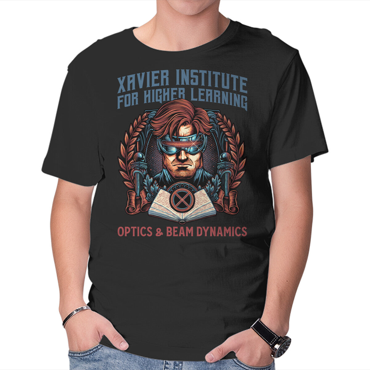 Optics And Beam Dynamics – Sci-Fi Graphic T-Shirt in black, product display