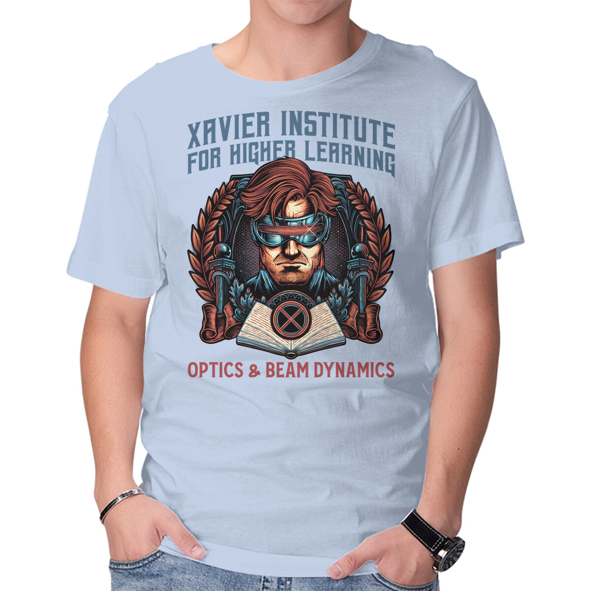 Optics And Beam Dynamics – Sci-Fi Graphic T-Shirt in blue, product display