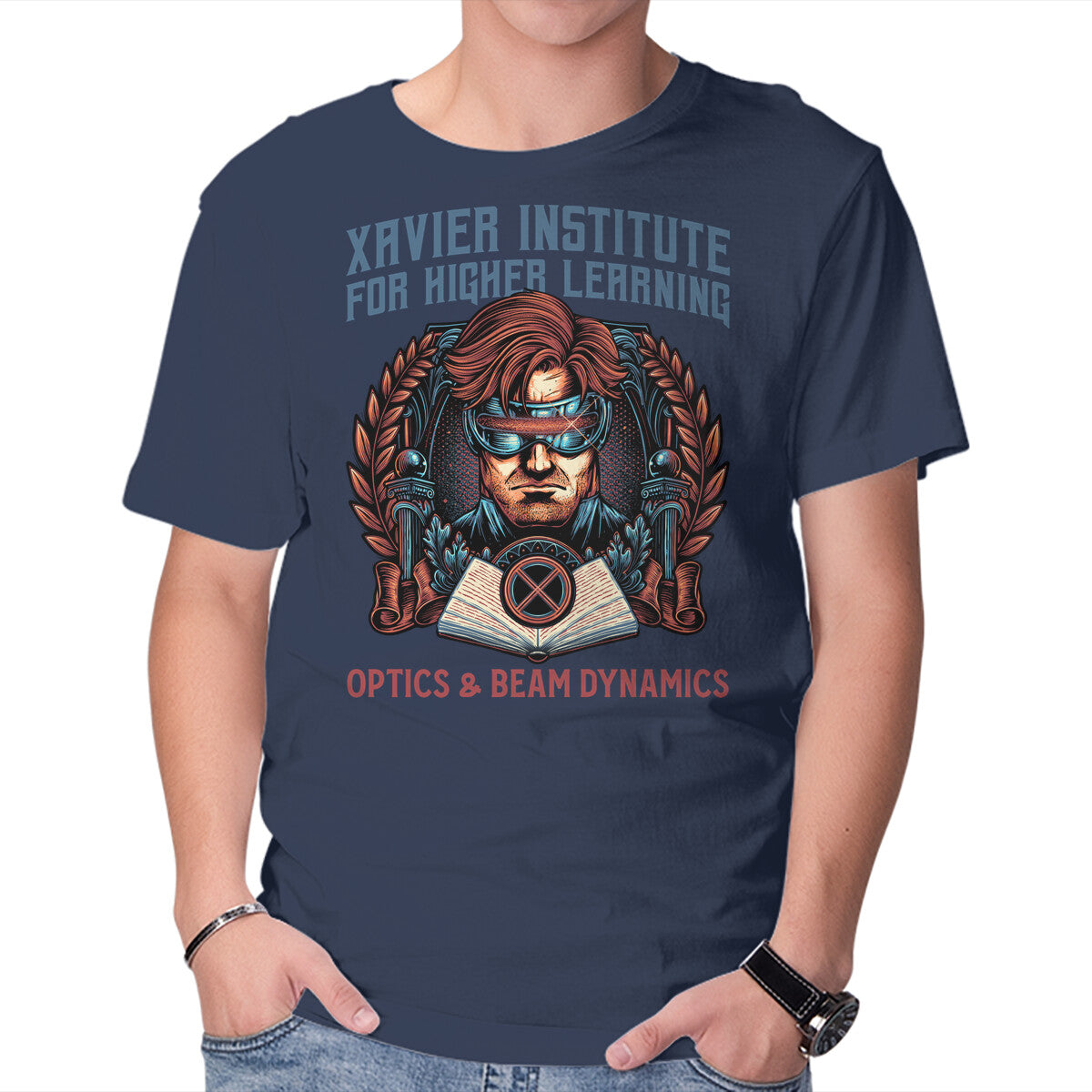 Optics And Beam Dynamics – Sci-Fi Graphic T-Shirt in navy, product display