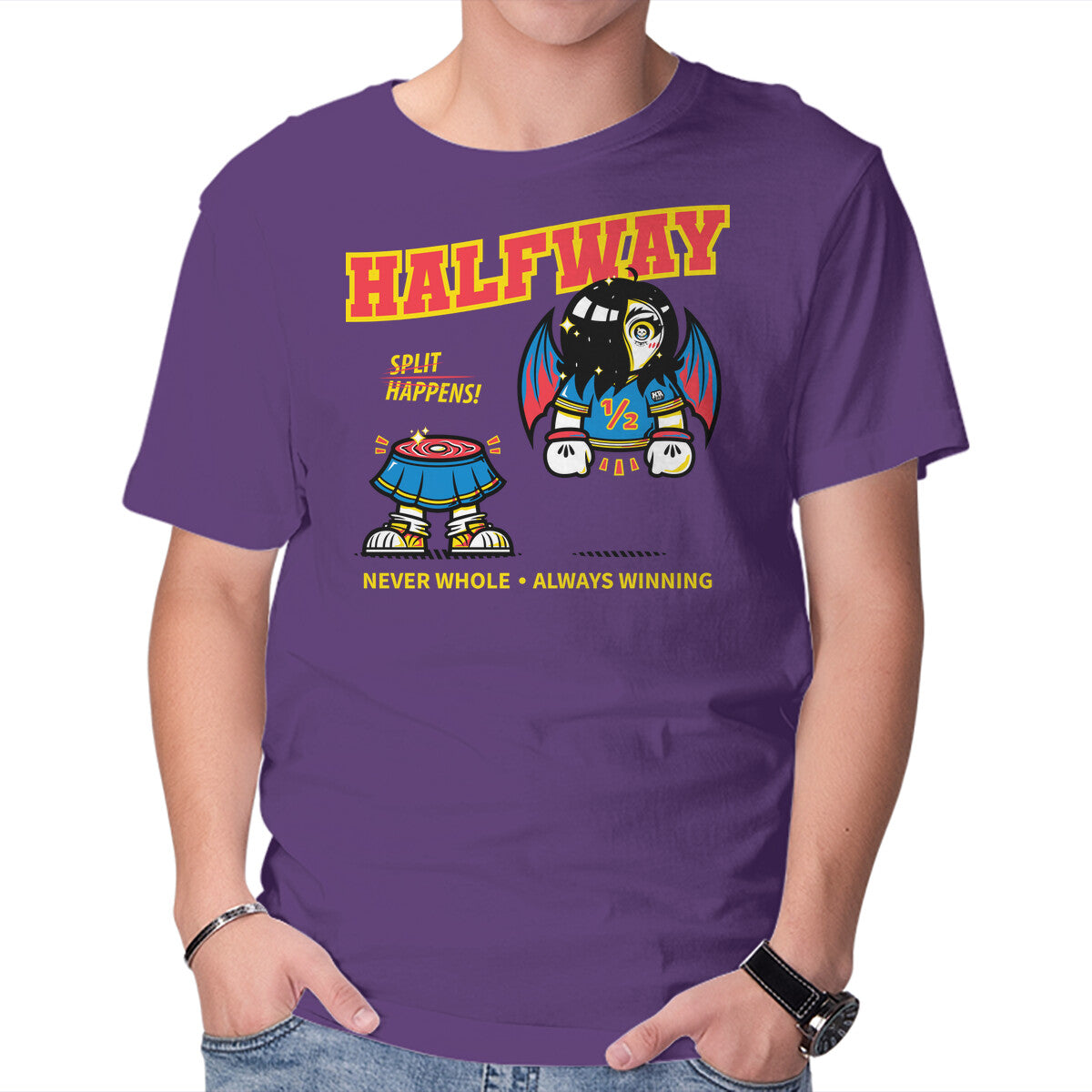 Halfway – Horror Graphic T-Shirt in purple, product display